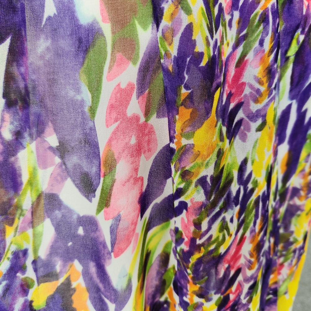 Cabi Pretty Summer Floral Sheer Blouse Faux Wrap Sleeveless Tank Top Small - Picture 10 of 16